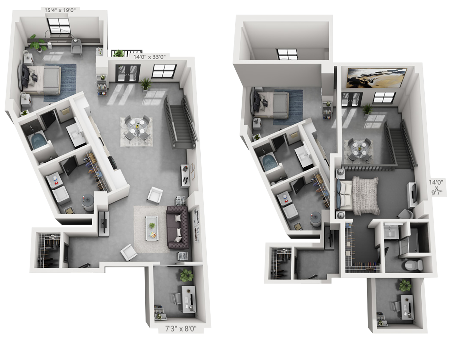 B11M plan is 2 bed, 2 bath and 1,446 square feet