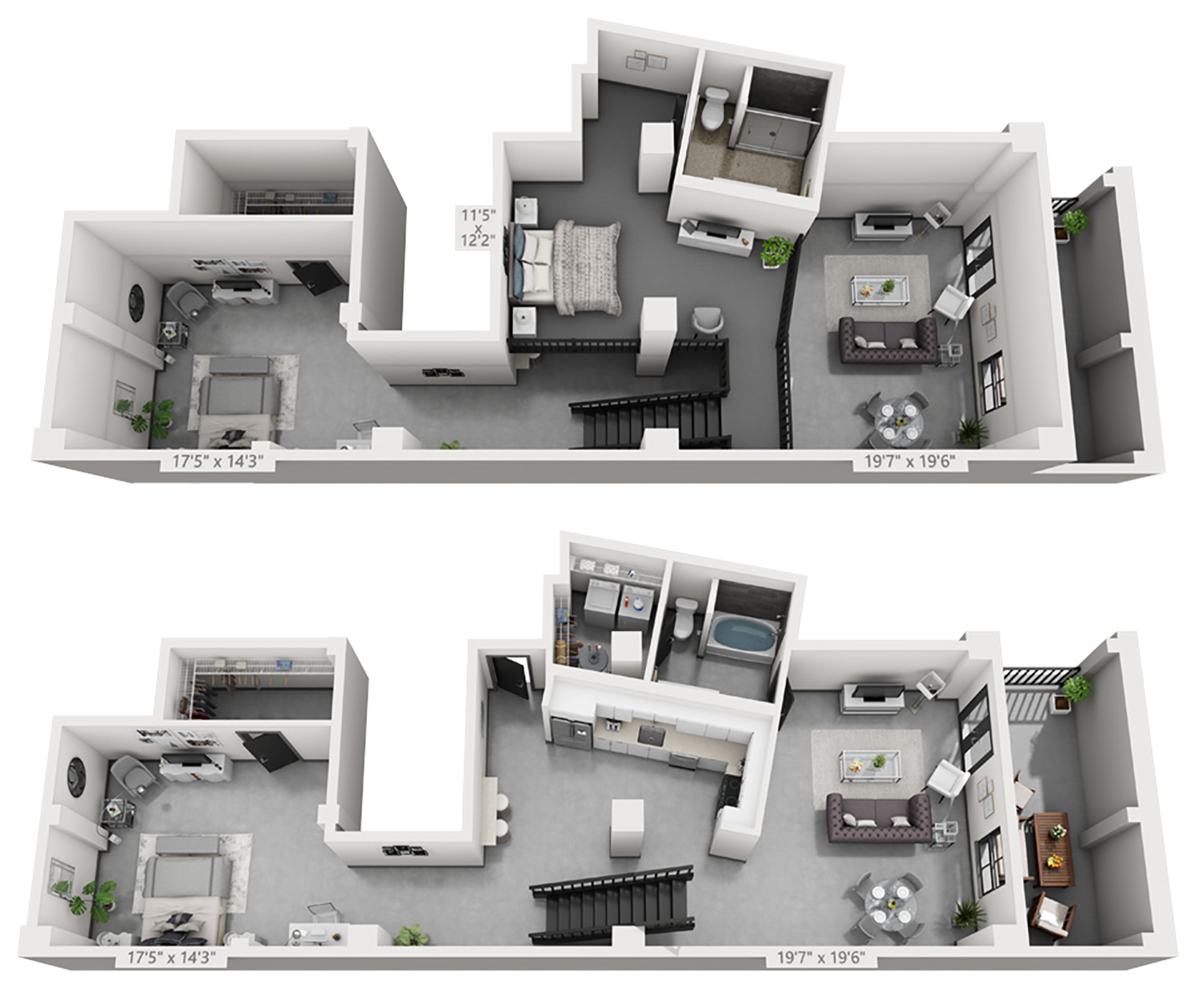 B17M plan is 2 bed, 2 bath and 1,604 square feet