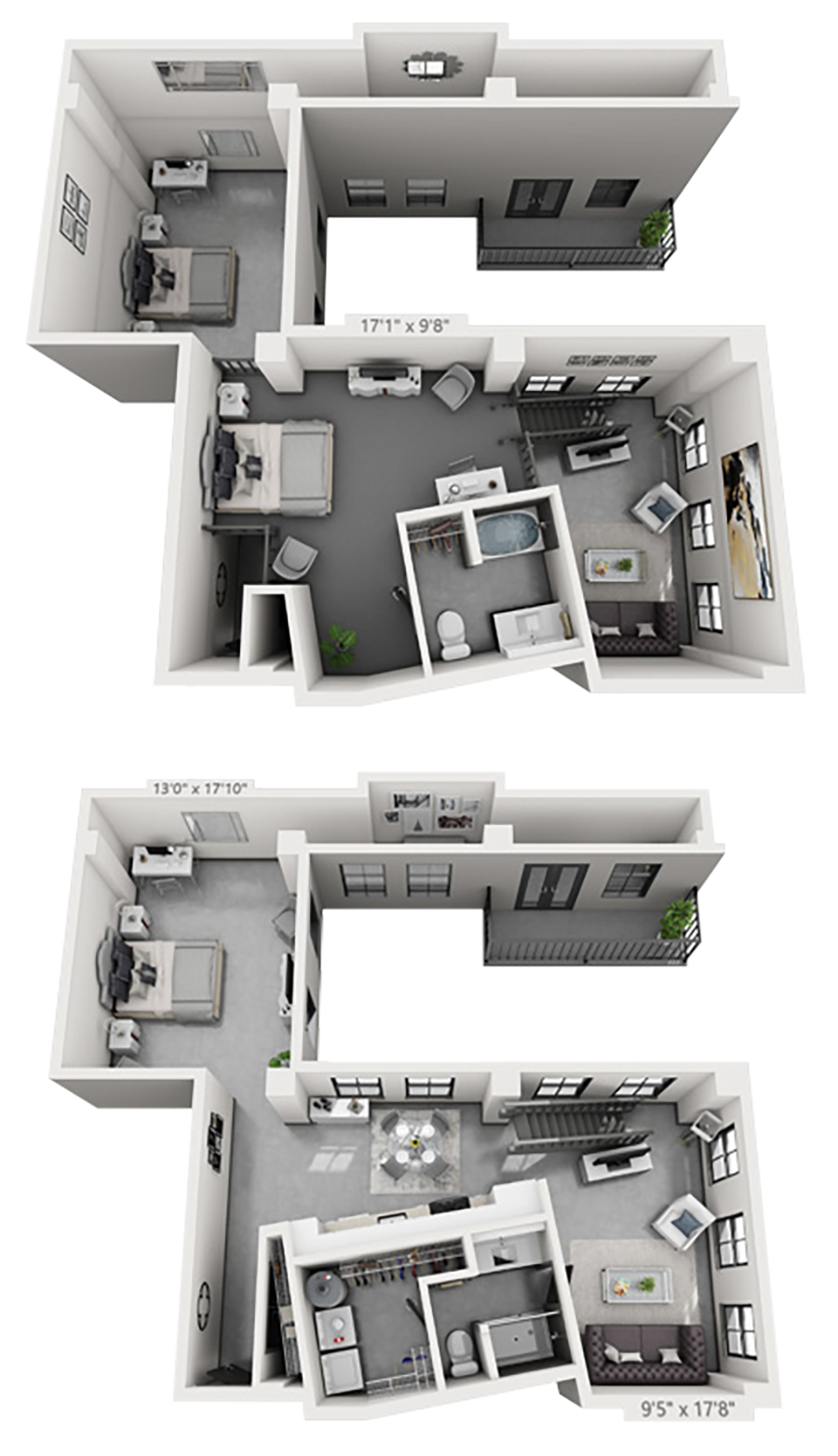 B19M plan is 2 bed, 2 bath and 1,781 square feet