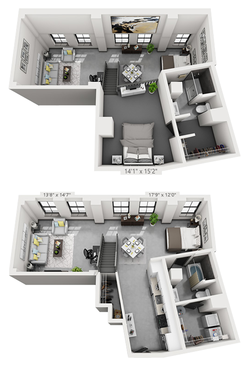 B4M plan is 2 bed, 2 bath and 1,283 square feet