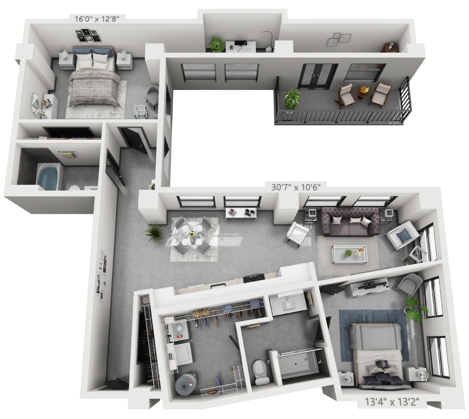 B8 plan is 2 bed, 2 bath and 1,330 square feet