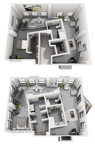 PH-B2M plan is 2 bed, 2.5 bath and 1,762 square feet