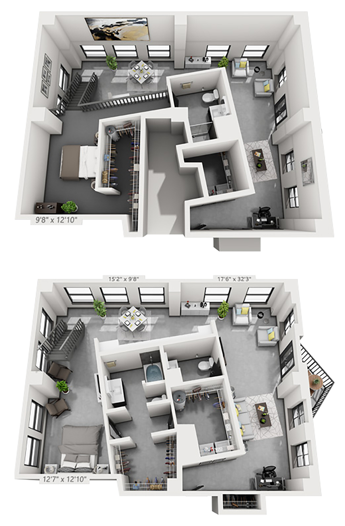 PH-B2M plan is 2 bed, 2.5 bath and 1,762 square feet